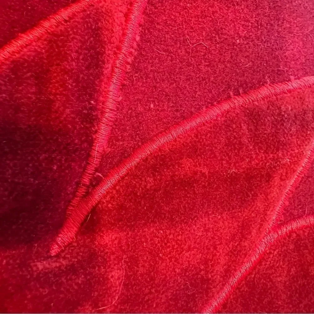 Crate & Barrel Red Poinsettia Stocking Velvet and Wool